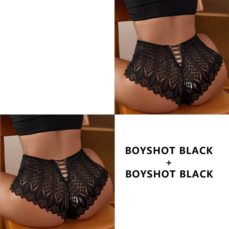CINOON 2PCS/Set New Panties Women Lace Underwear Sexy Low-Waist Briefs Hollow Out G String Underpant Embroidery Female Lingerie