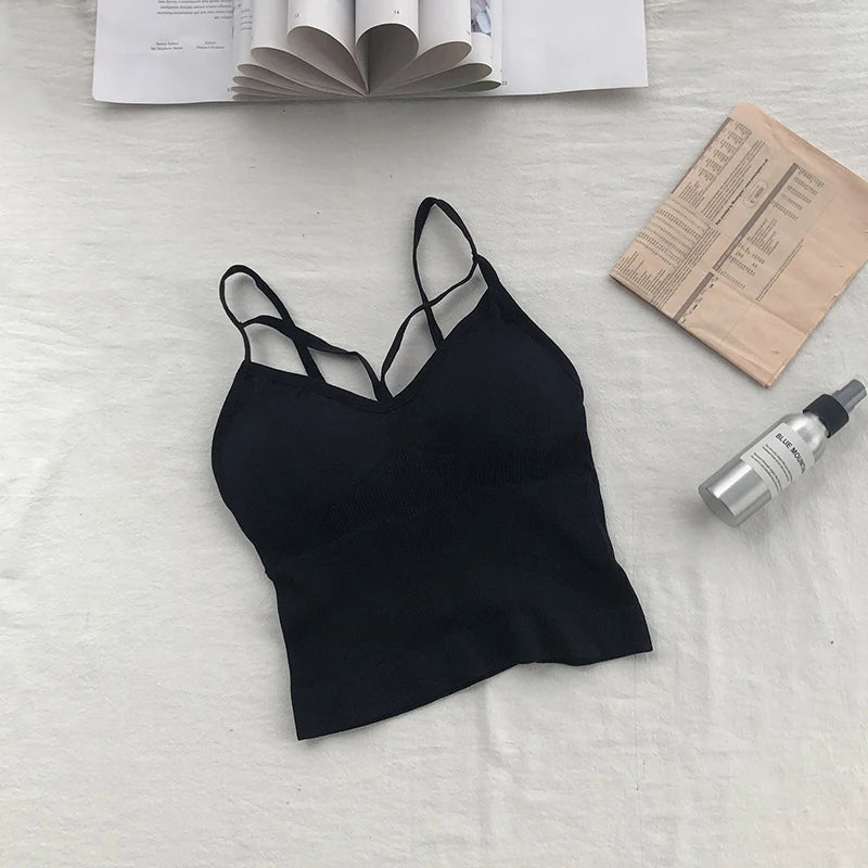 Crop Top Women Sexy Sleeveless Tops Fashion Female Underwear Lady's Camisole Girl Basic T-shirt Vest Lingerie Bras Tube Tops Hot