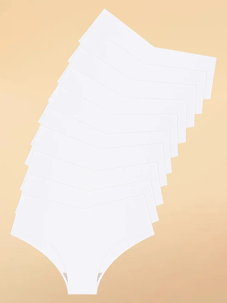 10pcs Hot Sale Women's Panties Seamless Underwear Ultra-thin Solid Briefs Female V-Waist 10 Colors panty Silk Lingerie Wholesale