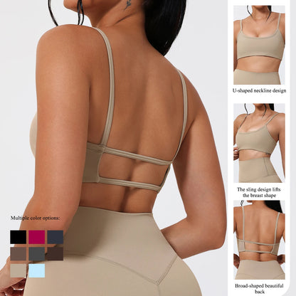 Ctenkevet Backless Sports Bra for Women Sexy Supportive Fitness Yoga Top Gym Running Bra Female Comfortable Sports Top