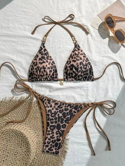 2026 Y2k Summer Cute Pink Sweet Patchwork Sets Cute Bow Design Sexy Lace-up Style Casual Bikini Swimsuit Beach Vaction Clothes