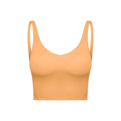 SHINBENE Women's V-neck Slimming Fitness Long-sleeve Padded Short-sleeve Sports Bra Yoga Bra Classic Athletic Tank Top