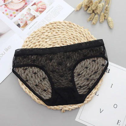 Women's panties Low-Rise Lace Hollow out Mesh Briefs Transparent Sexy Panties Girls Intimate Lingerie Underwear Women's panties