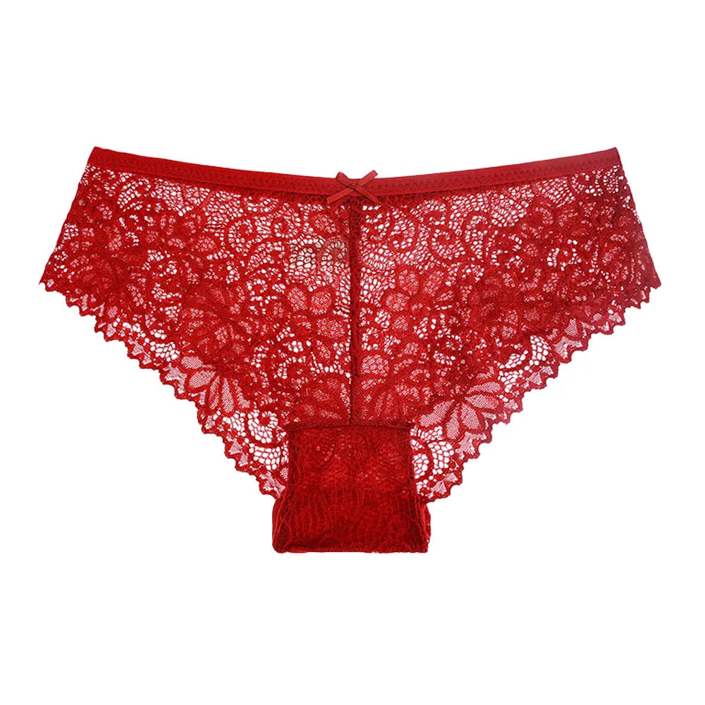 5 PCS/Set Mesh Briefs M-2XL Lace Panties Sexy Transparent Underwear Low Rise Panties Girls Intimates Lingeri