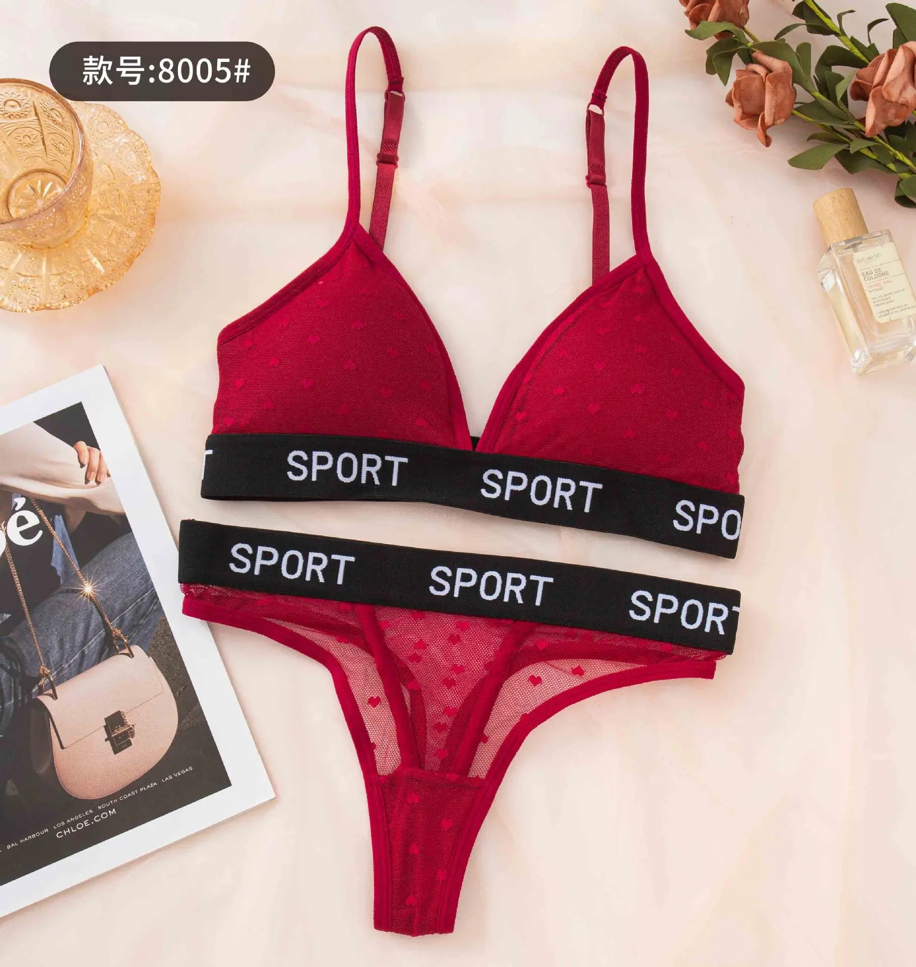 Women Lace Bra Set Sexy Lingerie Push Up Bralette Non-wire Bras Transparent Low Rise Thongs 3/4 Cup Female Underwear Set