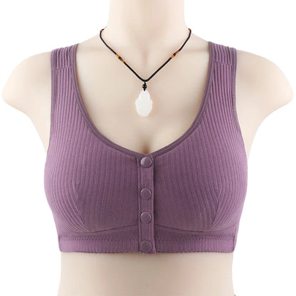 Confortable Bra Cotton Women Wire Free Bras Front Closure Underwear Female Everyday Lingerie Large Bust 52BC