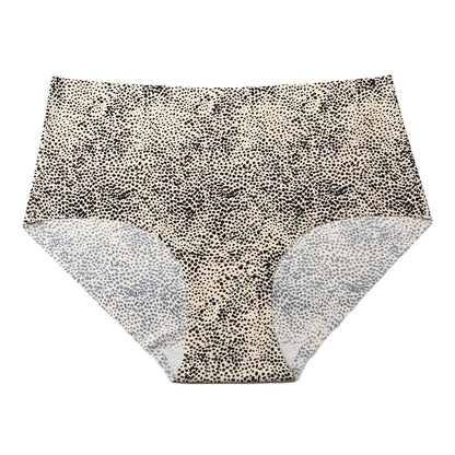 3pcs Women's Seamless Ice Silk Panties Female Mid Waist Plus Size Leopard Print Underwear Girls Fashion Brief Lady Comfort Panty