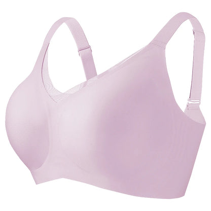 Seamless Wireless Mesh V-Neck Full Coverage Push up Bra Soft Supportive minimize Underwear 7847