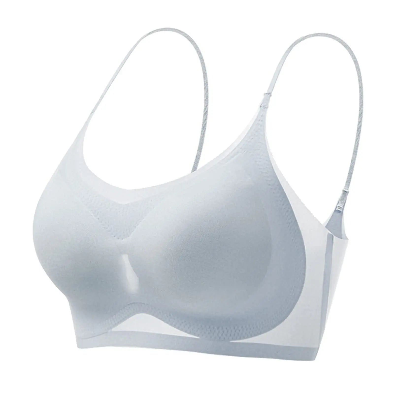 Ultra-thin Ice Silk Padded Bra Seamless Underwear Women's Thin Section Sling Beautiful Back Vest Tops Big Chest Small Sleep Bra