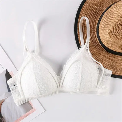 Sexy Lace women underwear Breathable Cotton Breast Pad Bra Without Steel Ring Hollowed Out Brassiere Anti Glare Sports Bralette