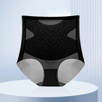 Flarixa Ultra Thin Ice Silk Panties Seamless High Waist Briefs for Women Tummy Control Underwear Shaping Pants Female Lingerie