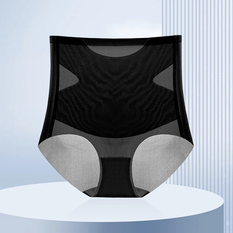 Flarixa Ultra Thin Ice Silk Panties Seamless High Waist Briefs for Women Tummy Control Underwear Shaping Pants Female Lingerie