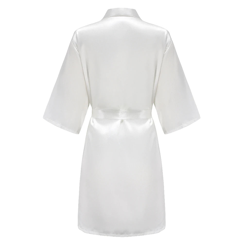 Black Women Silky Satin Robe Wedding Bridal Party Bride Bridesmaid Robes Kimono Loungewear Dressing Gowns