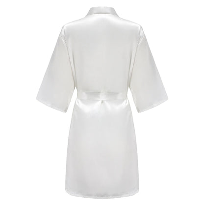 Black Women Silky Satin Robe Wedding Bridal Party Bride Bridesmaid Robes Kimono Loungewear Dressing Gowns