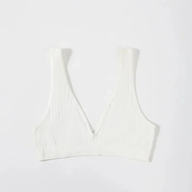 Sexy Seamless Bra Wire Free Brassiere Rib Bralette Women's Plunge Underwear Top Female Comfy Lingerie Small Breasts Intimates