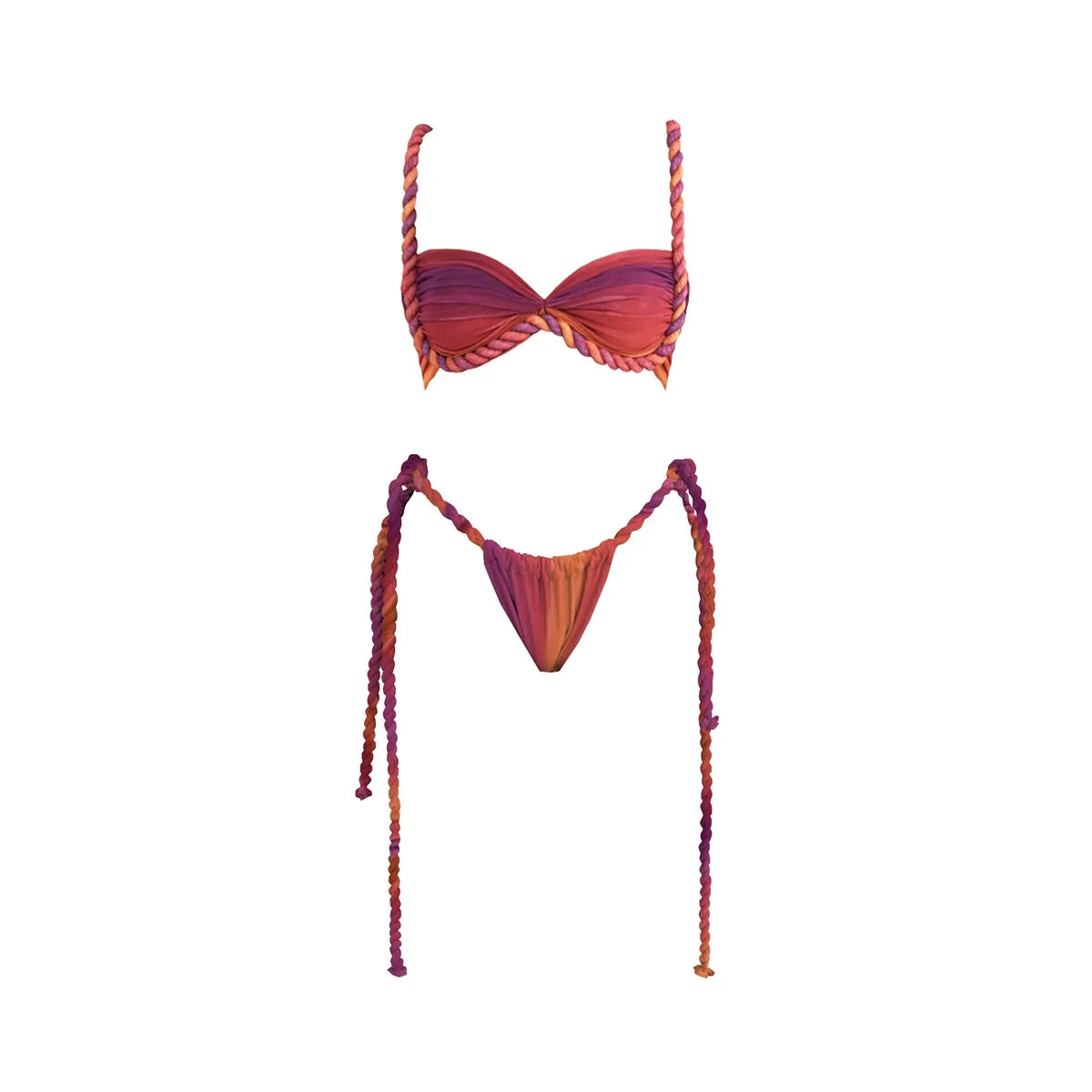 New 3Pcs Crochet Bikini Women Swimsuit Sexy Swimwear Halter Biquini Push Up Swim Suit Strappy Bodysuit Female Bathsuit Beachwear
