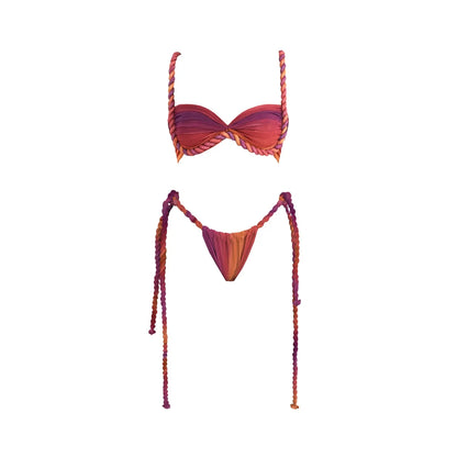 New 3Pcs Crochet Bikini Women Swimsuit Sexy Swimwear Halter Biquini Push Up Swim Suit Strappy Bodysuit Female Bathsuit Beachwear