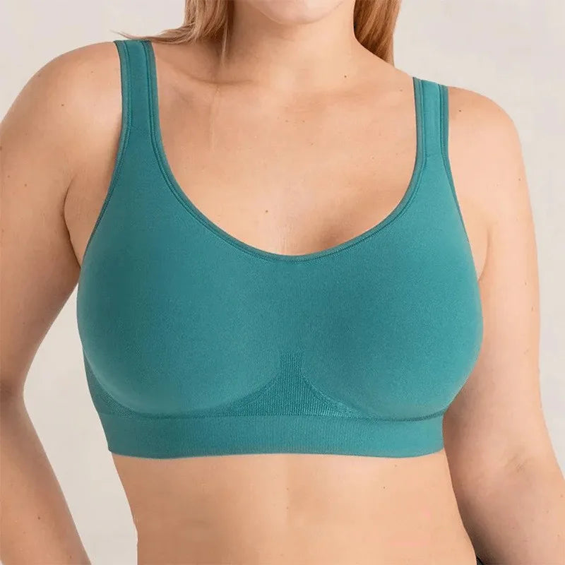 Women Daily Comfort Wireless Shaper Bra Sexy Bright Silk Decoration Lingerie Female Removable Pad Underwear S-4XL C06