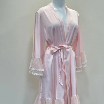 Bridal Kimono Robes Only Beautiful Sexy Pajamas Women's Bathrobe Pure French High Quality Nightgown Lace Mesh Bow Dressing Gowns