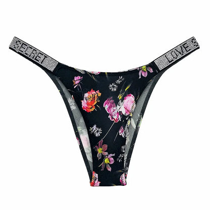 Shiny Rhinestone Thong Women Low Waist Panties Sexy Underwear Ladies Briefs Lingere Panty Underware Womens Lingerie Thongs