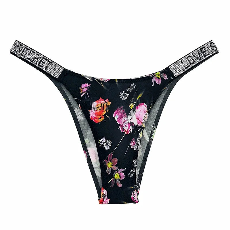 Shiny Rhinestone Thong Women Low Waist Panties Sexy Underwear Ladies Briefs Lingere Panty Underware Womens Lingerie Thongs