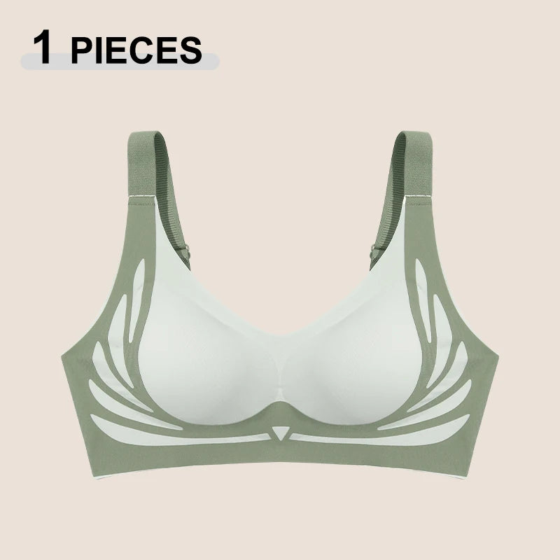 1/2Pcs/Set Women Push Up Bras Seamless Comfortable Angel Wings Bras Set Trendy Soft Breathable Underwear Female No Wire Lingerie