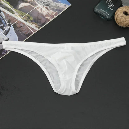 Men's Sexy Breifs Confortable Ice Silk Briefs Ultra-thin Transparent Breathable Underwear Low Waist Underpants Fashion Briefs