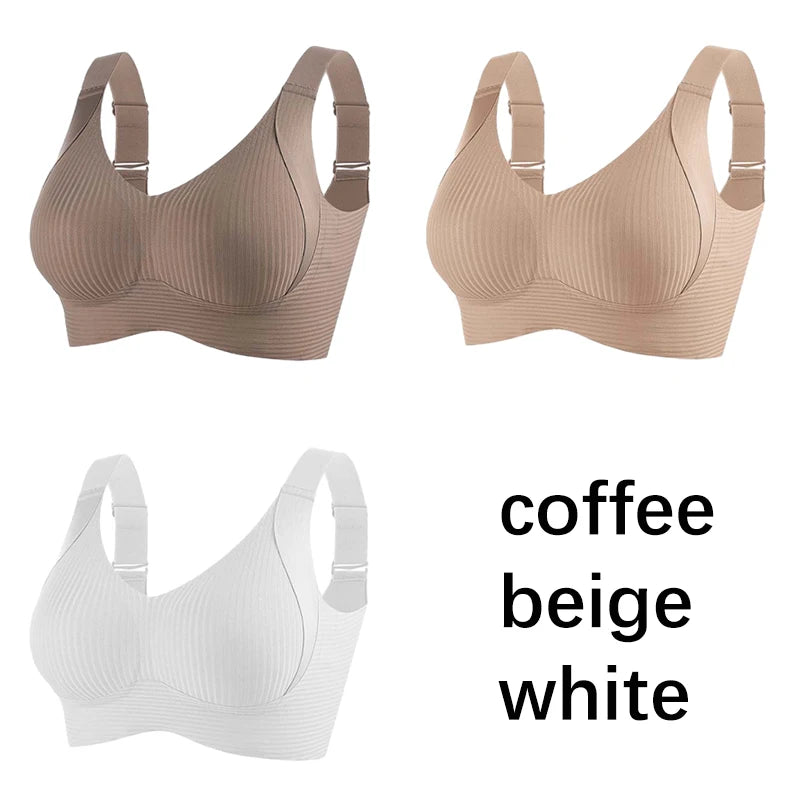 FallSweet 3PCS Seamless Wireless Push Up Bras for Woman Adjustable Comfort Bralette for Full and Petite Busts Wireless Lingerie