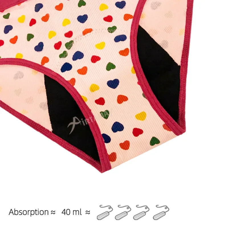 Leakproof Multi-color Fashion Print Women's Pads Absorbent Cotton Period Underwear Four-layer Physiological Pants for Girls