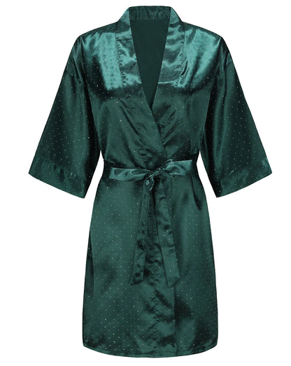 Luxury Bridal Short Robe Wedding Day Diamond Feather Dressing Gown Silk Satin Whi