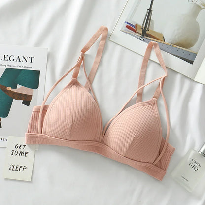 Cotton Push Up Bra For Women Deep V-neck Bralette Sexy Lingerie Comfort Small Breast Padded Bra Female Wireless Underwear