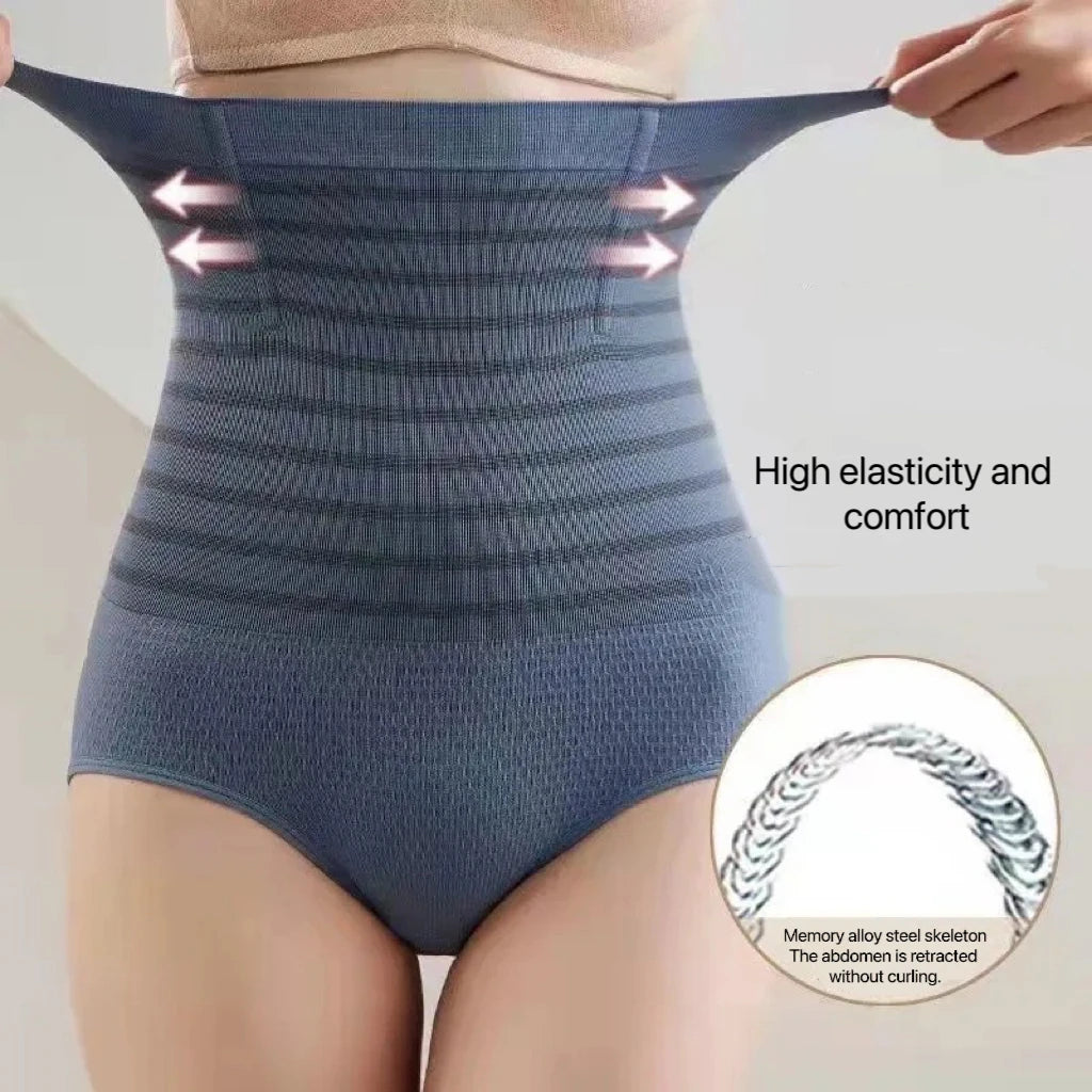 2pcs Women No Trace High Waist Shaping Briefs Body Shaper Slimming Underwear Butt Lifter Control Panties Stripe Shapewear Pants