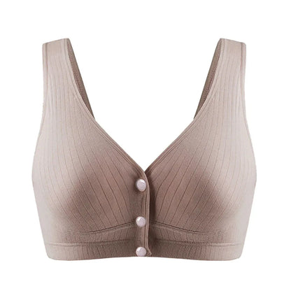 Cotton Nursing Bra for Pregnant Women Padded Ribbed Wire-Free Breathable Bralette Front Opening Breastfeeding Maternity Clothing