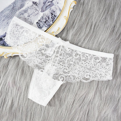 Sexy Lace Thong Women Low Waist Panties Transparent Underwear Hollow Out Female Lingerie Elasticity Comfortable Underpants