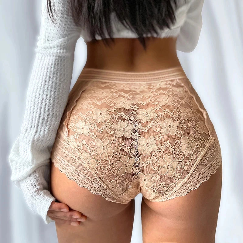 S-5XL Plus Size Erotic Lingerie See through Lace Panties For Women Sexy High Waist Lady Underpants Wrap Buttocks Female Briefs