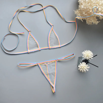 Women's Lingerie Set Sheer Mesh Design Bikini & Thong Comfort Stylish Nightwear Underwear for Women Available in 6 Colors S-XL
