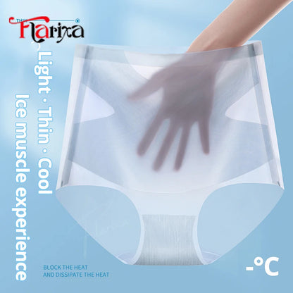 Flarixa Ultra Thin Ice Silk Panties Seamless High Waist Briefs for Women Tummy Control Underwear Shaping Pants Female Lingerie