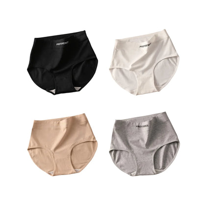 4Pcs/Set Women's High-Waist Cotton Briefs Tummy Control Panties Soft & Breathable Underwear Plus Size Comfort Lingerie M-XXL