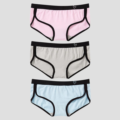 BANNIROU 3Pcs Women's Briefs Cotton Sports Fitness Low-Rise Solid Soft Breathable Panties Lingerie Underwear For Woman Intimates