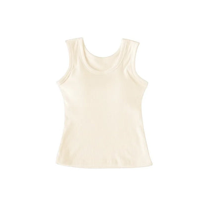 Women Solid Basic T-shirts Summer Vest Bra Tops With Pad Streetwear Y2K Elastic Rib-Knit Sleeveless Casual Tank Tops Female