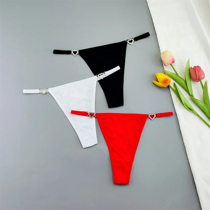 3 Pcs Thin Strap Nylon Thong Women Low Waist Sexy Rhinestone Buckle Underwear Ladies Seamless Ice Silk G-string Panty Plus Size