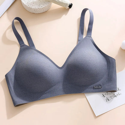 CAITING Beautiful Back Latex Cup Bra One-piece Seamless Bra Women Wireless Push Up Underwear Sexy Deep V Padded Bralette Female