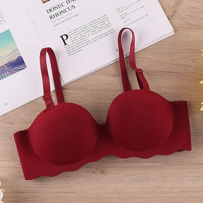 Thin One-piece Seamless Women's Bra Detachable Shoulder Straps Gathered Bralette Comfortable Without Steel Ring Sleep Brassiere