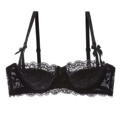 MOYISU Rabbit Ear AB Cup Pure Desire Girl Bra Set | Pull-up Bra with Bow | Breathable French lace Bra | Anti-slip Cup Date Night