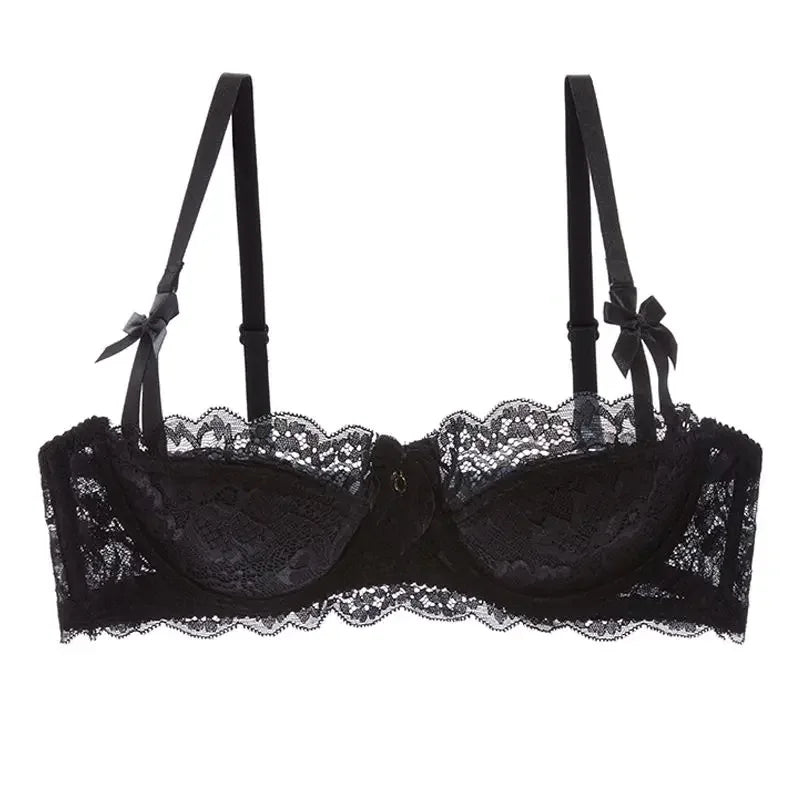MOYISU Rabbit Ear AB Cup Pure Desire Girl Bra Set | Pull-up Bra with Bow | Breathable French lace Bra | Anti-slip Cup Date Night