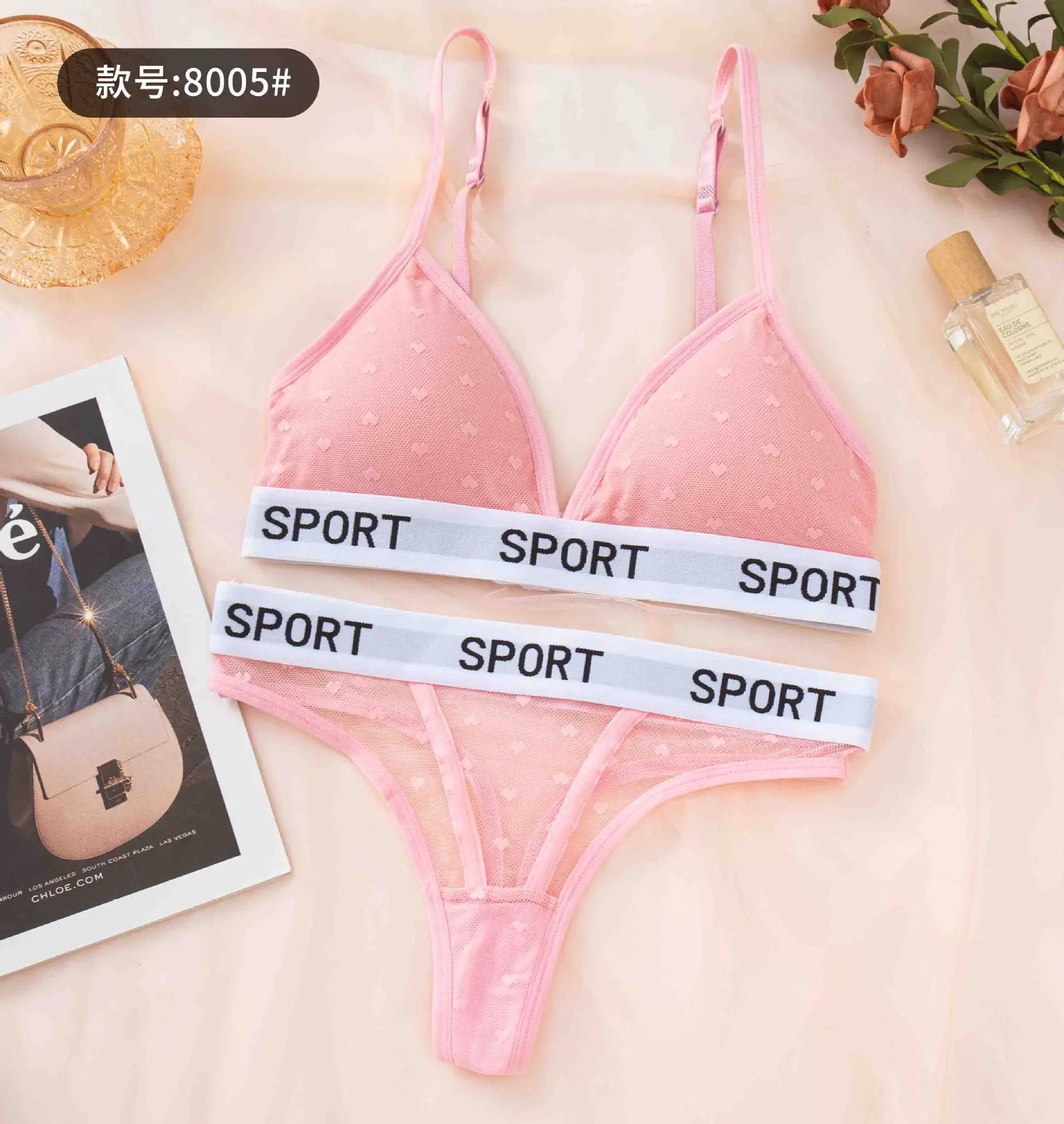 Women Lace Bra Set Sexy Lingerie Push Up Bralette Non-wire Bras Transparent Low Rise Thongs 3/4 Cup Female Underwear Set