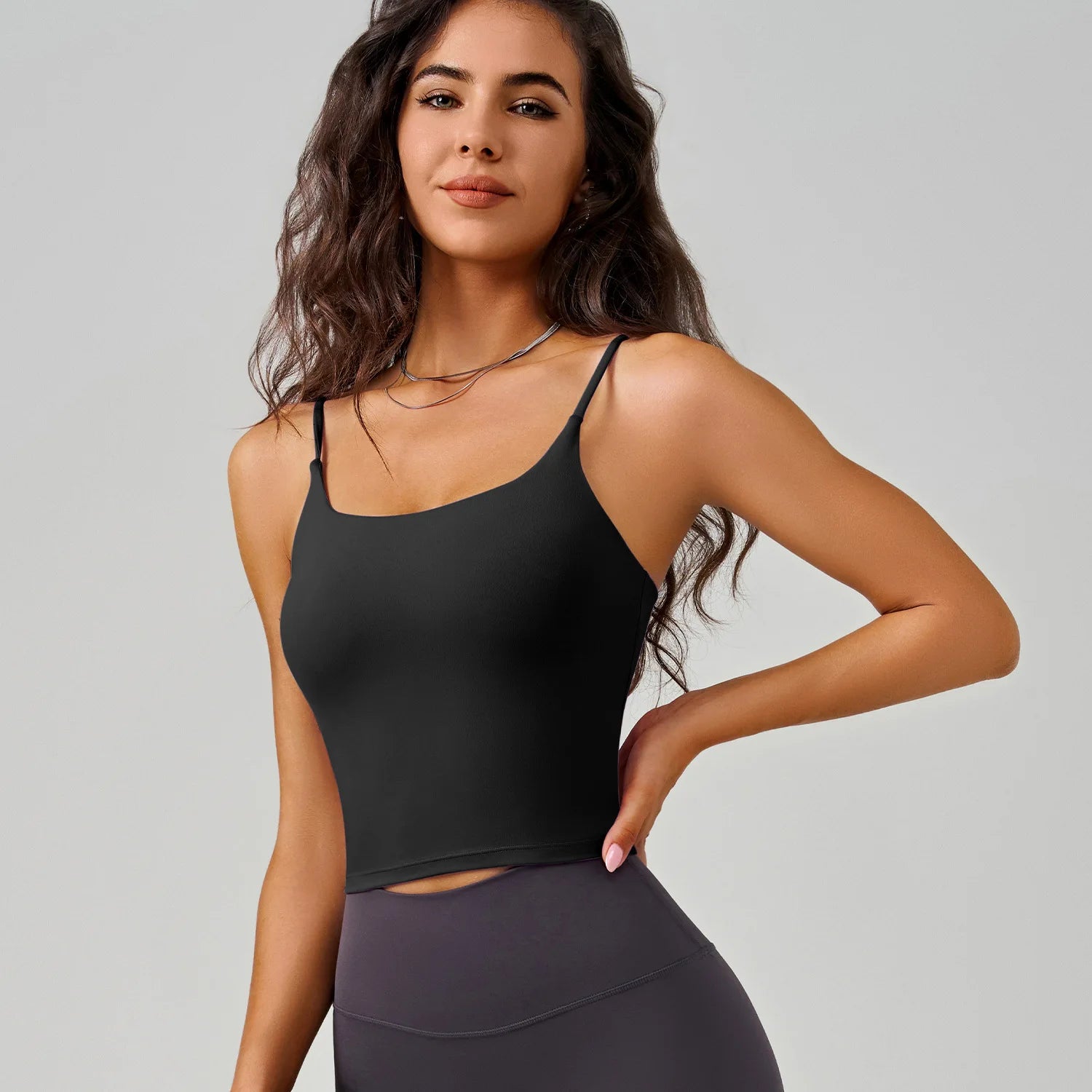 U-Neck Fitness Vest Women Yoga Crop Tops Sports Bra With Fixed Cups Stretchy Soft Gym Workout Tank Tops Women Sleeveless Shirts