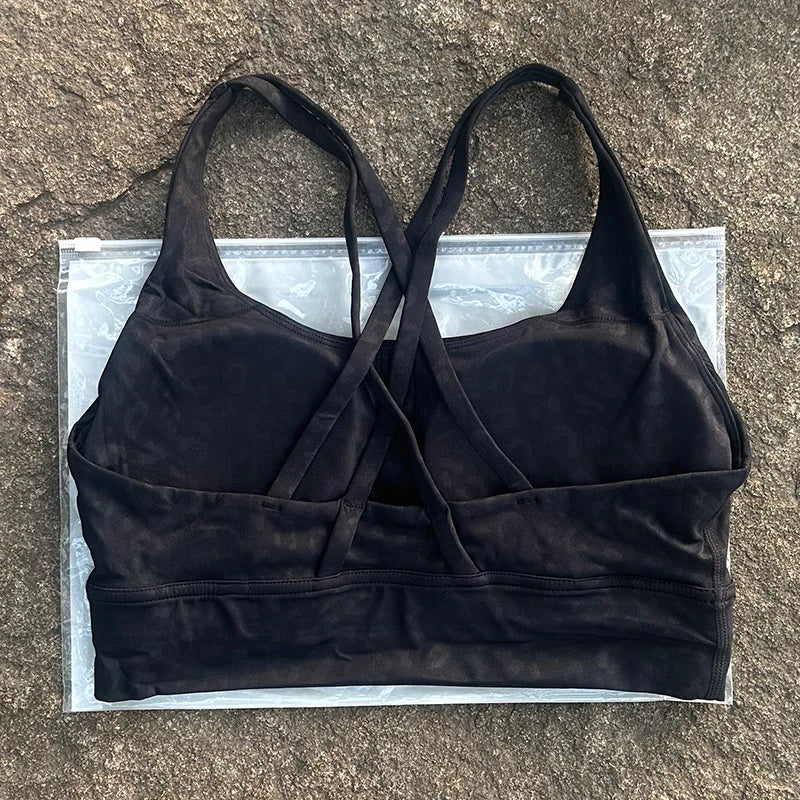 Solid Color Women Cross Back  Bra Fitness Underwear Soft Fitness Sport Bra Top Gym Yoga Athletic Workout With Chest Pad