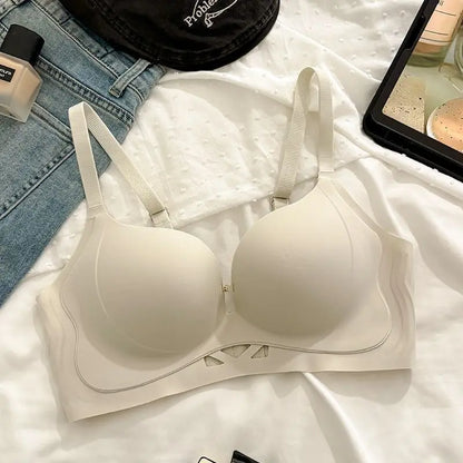Wireless Bra for Small Chest Push Up Non Padded Seamless T-Shirt Bra Lift Gather Side Coverage Breathable Comfort Bras for Women