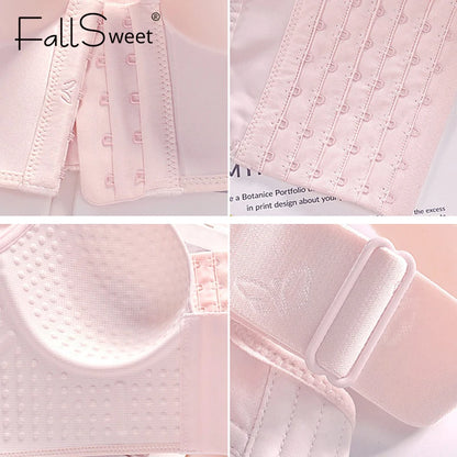 Front Close Push Up Bra for Women Wirefree Deep Cup Brassiere Hides Back Fat Full Back Coverage Bras Plus Size Lingeire